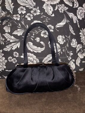 Stuart Weitzman Black Satin Evening Mini Bag